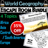 World Geography Escape Room Bundle: Africa, Asia, Europe, 