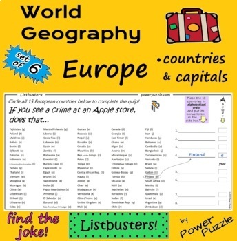 Preview of World Geography, Europe (Countries & Capitals) - bundled set of 6