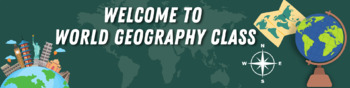 Preview of World Geography Google Classroom Header (Blue & Green)