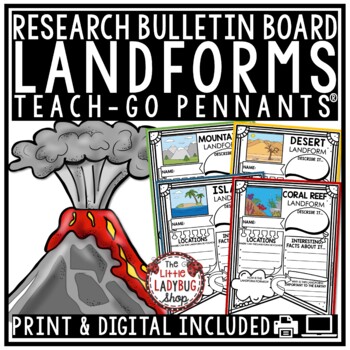 Preview of World Geography Landforms Research Worksheets Project Templates Bulletin Board