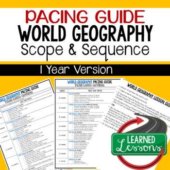 Preview of World Geography Pacing Guide, Goes with World Geography Mega Bundle