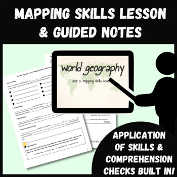 Preview of World Geography Mapping Skills Lesson & Guided Notes (editable)