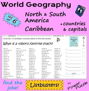 Preview of World Geography, N/S America & Caribbean (Countries & Capitals) - set of 6