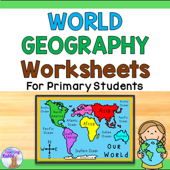 Preview of World Geography Worksheets 1st & 2nd Grade - Continents & Oceans