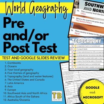 Preview of World Geography Pretest and/or Post Test