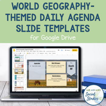 Preview of World Geography Themed Daily Agenda Slides | Daily Schedule Templates