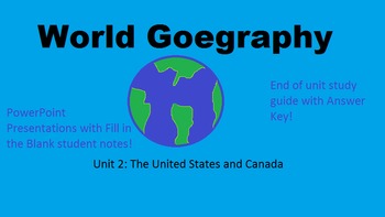 Preview of World Geography Unit 2: The United States and Canada