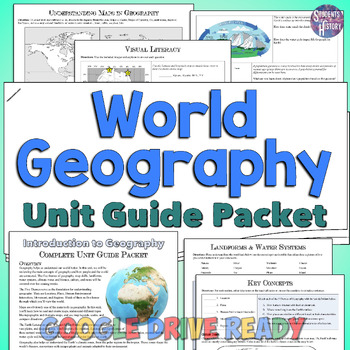 Preview of World Geography Unit Packet: Introduction, Worksheets, Maps, & Activities