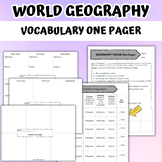 World Geography Vocabulary One Pager