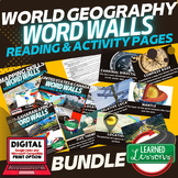 World Geography Word Wall Activity Pages with Definitions BUNDLE