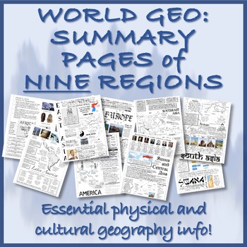 Preview of NINE GEOGRAPHY UNIT ANCHOR CHARTS FOR MAJOR REGIONS --Physical and Cult. Geog.