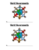 World Governments Flipbook -- Democracy, Dictatorship, Monarchy