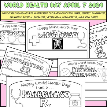 Preview of World Health Day Headband Activity! Community Helpers!