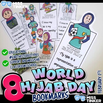 Preview of World Hijab Day Bookmarks, Inclusion, Diversity, Belonging, Respect