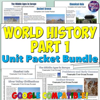 Preview of World History 1 Study Guide and Unit Packet Bundle