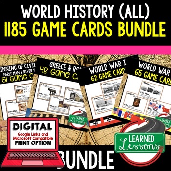 Preview of World History Game Cards & Test Prep BUNDLE, Print & Digital Distance Learning