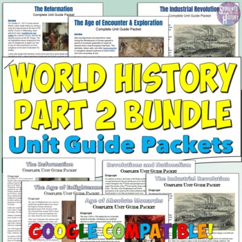 Preview of World History 2 Study Guide and Unit Packet Bundle