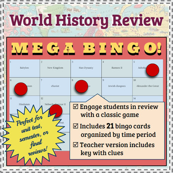 Preview of World History 9-12 MEGA Bingo - 21 Games - For Unit, Semester, or Final Review!