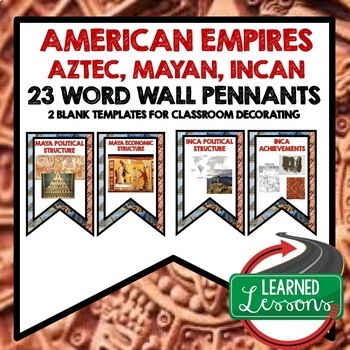 Preview of American Empires Aztec, Mayan, Incan Word Wall World History Word Wall Posters