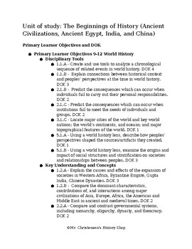 Preview of World History Ancient Civilizations Unit Plan