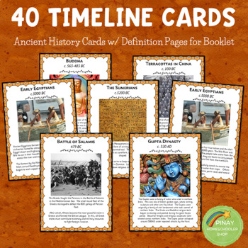 Preview of World History: Ancient Times Timeline Cards and Booklet