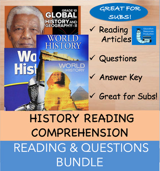 Preview of World History Articles/Essays Reading Comprehension BUNDLE