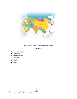Preview of World History:  Asia in Transition Vocabulary Activity