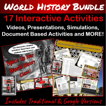 Preview of World History Bundle | 17 Interactive Activities | Inca, China, Rome, Africa ++