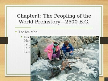 Preview of World History Chapter 1 PP: Prehistory—2500 B.C.E. (W Easel Act. and Assess.!)