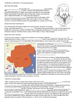 Preview of World History: Chapter 12 Section 3 The Mongol Empire Fill-in-the-blank notes