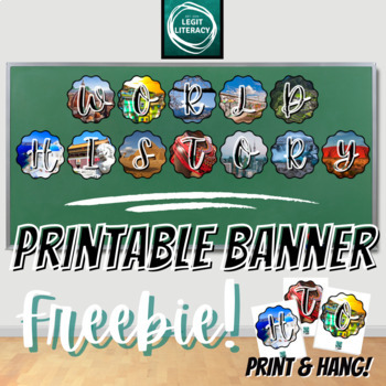Preview of World History Classroom Decor Printable Banner (FREE!)