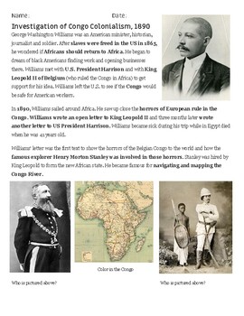 Preview of World History Colonialism/Imperialism in the Congo Primary Source Analysis
