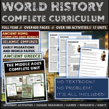 Preview of World History Complete  Curriculum (800 Resource Pages/185 Activities/18 Units)