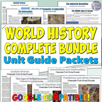 Preview of World History Complete Study Guide and Unit Packet Bundle