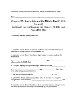Preview of World History- Connections To Today Ch 35, Section 2 Bookwork