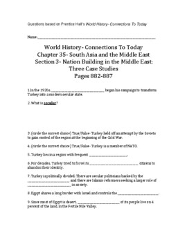 Preview of World History- Connections To Today Ch 35, Section 3 Bookwork