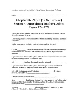 Preview of World History- Connections To Today Ch 36, Section 4 Bookwork