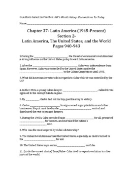 Preview of World History- Connections To Today Ch 37, Section 2 Bookwork