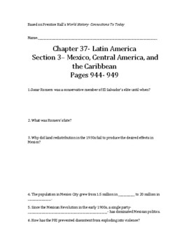 Preview of World History-Connections To Today Ch 37, Section 3 Bookwork