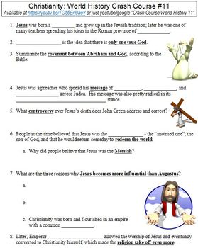 crash course world history 11 christianity worksheet by