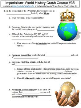 Preview of Crash Course World History #35 (Imperialism) worksheet