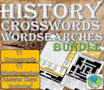 Preview of World History Crosswords and Word Searches -11 Periods, Answer Key, Print and Go