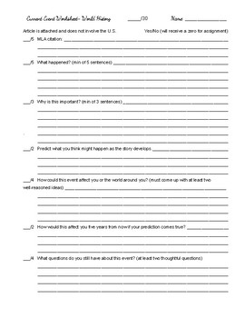world history current event worksheet by heiner s history tpt