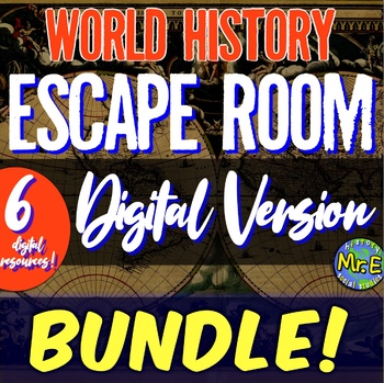 Preview of World History DIGITAL Escape Room Bundle | 6 Distance Learning Escape Rooms