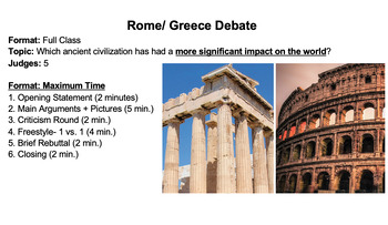 Preview of World History Debate- Rome vs. Greece