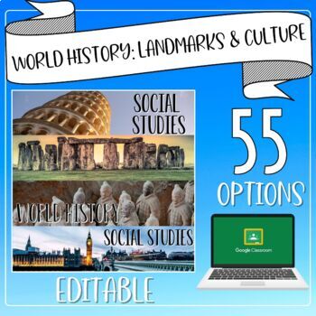Preview of World History Editable Google Classroom Banners/Headers