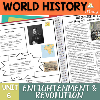 Preview of World History Enlightenment & Revolution Interactive Notebook Unit & Lesson Plan
