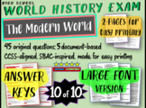 World History Exam: MODERN WORLD (80s, 90s & TODAY), 45 Qs