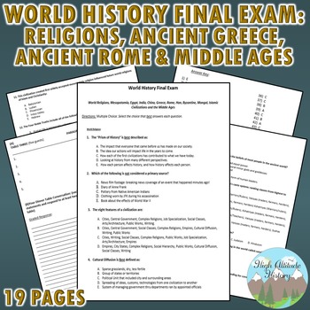 Preview of World History Final Exam: Religions, Ancient Greece, Ancient Rome, Middle Ages
