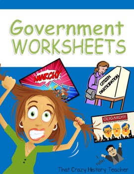 Preview of World History Government Worksheets SS6CG1 SS6CG2 SS6CG4